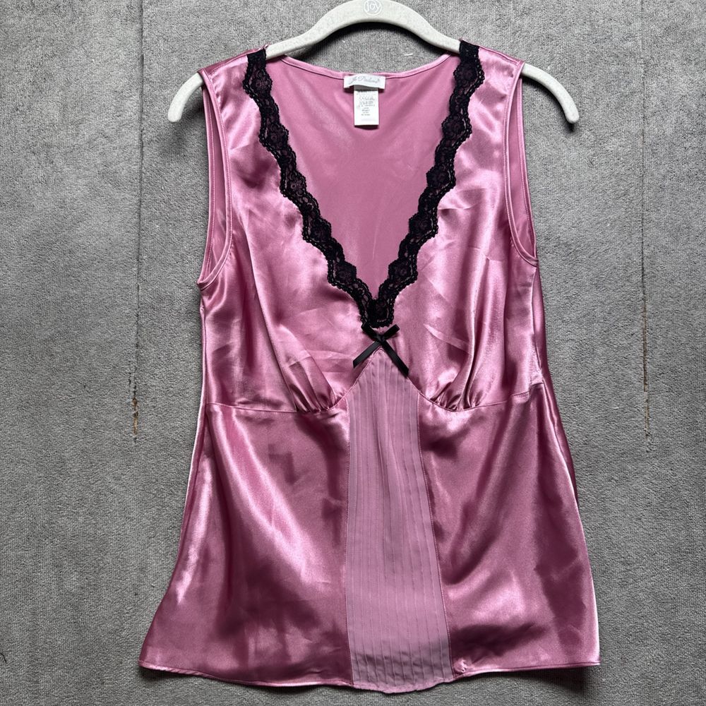 Vtg Y2K Je Adore Baby Doll Slip Top Womens L Candy Pink Lace Fairy Whimsygoth